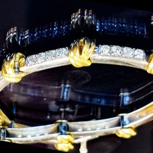 Two tone diamond bracelet  white yellow gold